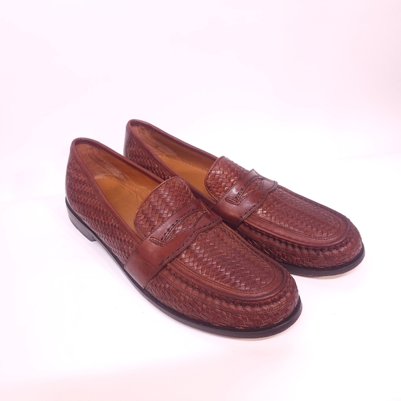 Wright  woven Italian leather loafers Made in Italy Sz. 14 - Picture 2 of 10